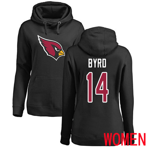 Arizona Cardinals Black Women Damiere Byrd Name And Number Logo NFL Football #14 Pullover Hoodie Sweatshirts